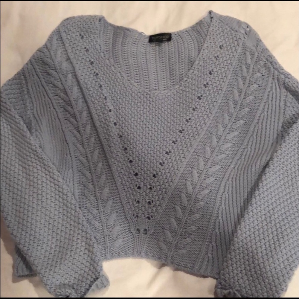 Topshop blue sweater slightly cropped
